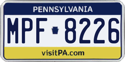PA license plate MPF8226