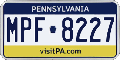 PA license plate MPF8227