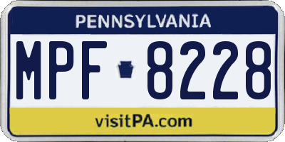PA license plate MPF8228