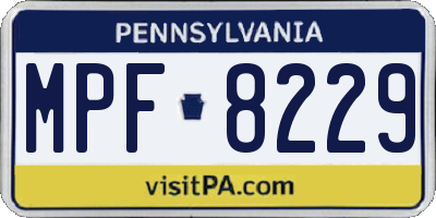 PA license plate MPF8229