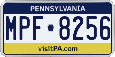 PA license plate MPF8256
