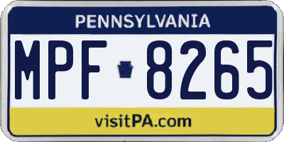 PA license plate MPF8265
