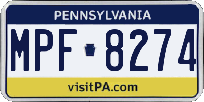 PA license plate MPF8274
