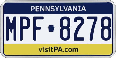 PA license plate MPF8278