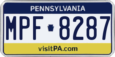 PA license plate MPF8287
