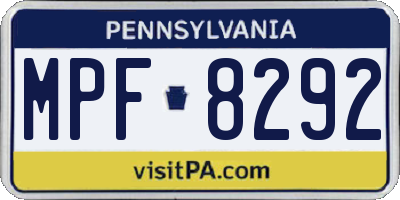 PA license plate MPF8292