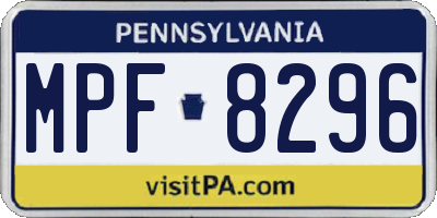 PA license plate MPF8296
