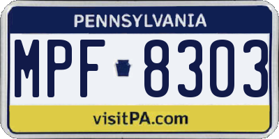 PA license plate MPF8303