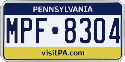 PA license plate MPF8304