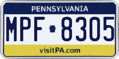 PA license plate MPF8305