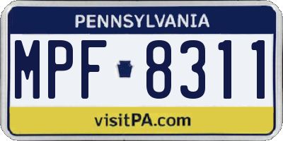 PA license plate MPF8311