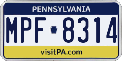 PA license plate MPF8314