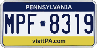 PA license plate MPF8319