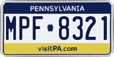PA license plate MPF8321