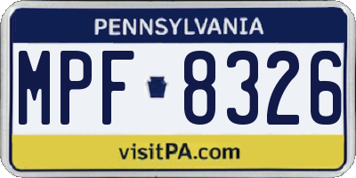 PA license plate MPF8326