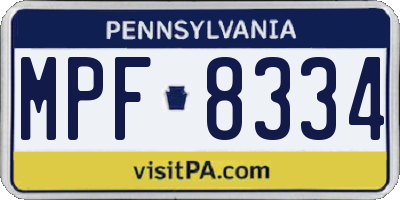 PA license plate MPF8334