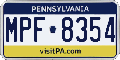 PA license plate MPF8354