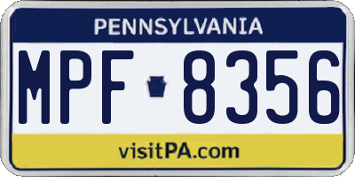 PA license plate MPF8356