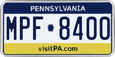 PA license plate MPF8400