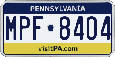 PA license plate MPF8404
