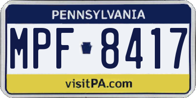 PA license plate MPF8417