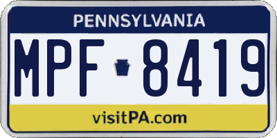 PA license plate MPF8419