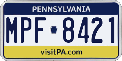 PA license plate MPF8421