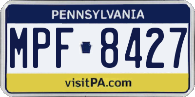 PA license plate MPF8427