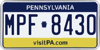 PA license plate MPF8430