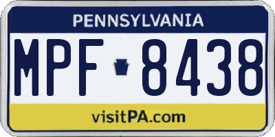 PA license plate MPF8438