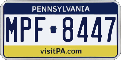 PA license plate MPF8447