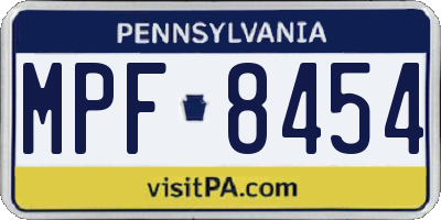 PA license plate MPF8454