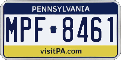 PA license plate MPF8461