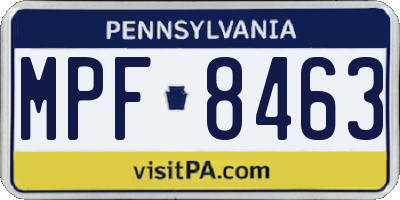 PA license plate MPF8463