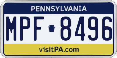 PA license plate MPF8496