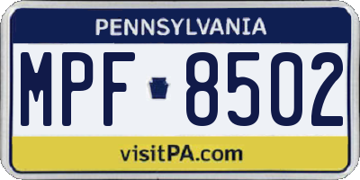 PA license plate MPF8502