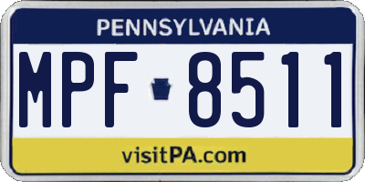 PA license plate MPF8511