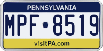 PA license plate MPF8519