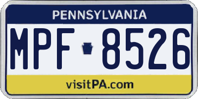 PA license plate MPF8526