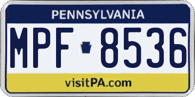 PA license plate MPF8536
