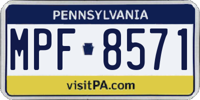 PA license plate MPF8571