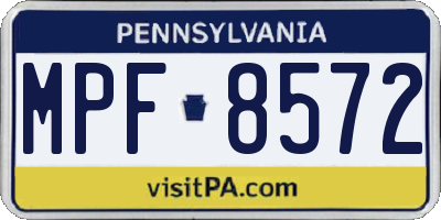 PA license plate MPF8572