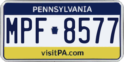 PA license plate MPF8577