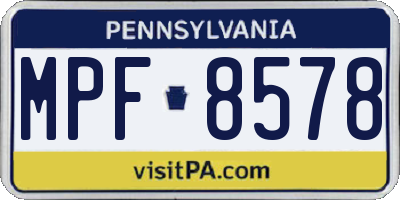 PA license plate MPF8578
