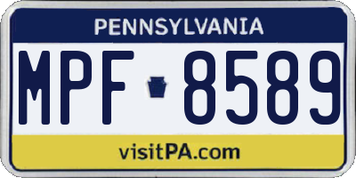 PA license plate MPF8589