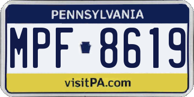 PA license plate MPF8619