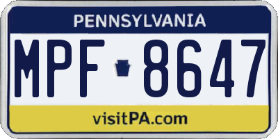 PA license plate MPF8647