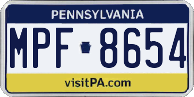 PA license plate MPF8654