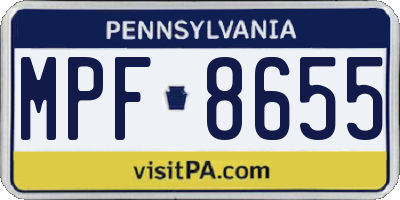 PA license plate MPF8655