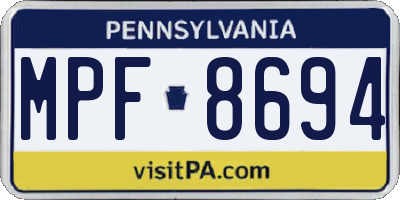 PA license plate MPF8694